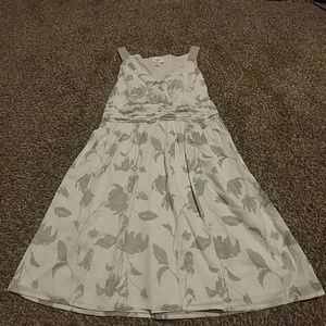 Loft cream & gray floral cotton dress